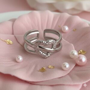 Stainless steel Silver Heart Ring
